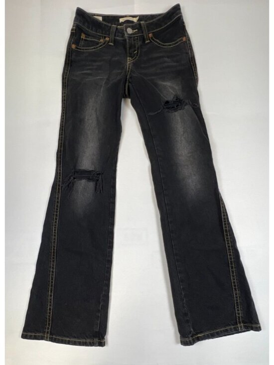 Levi's Denim - Levi's Women Noughties 25x32 Bootcut Jeans Black Distressed Denim Y2K Style